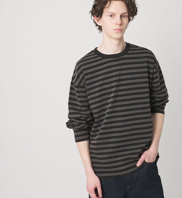 MONKEY TIME「ウォッシュド ボーダー ロングスリーブ Tシャツ」|Tシャツ・カットソー|