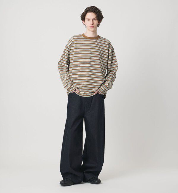 MONKEY TIME「ウォッシュド ボーダー ロングスリーブ Tシャツ」|Tシャツ・カットソー|
