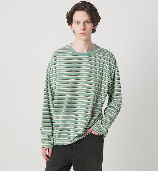 MONKEY TIME「ウォッシュド ボーダー ロングスリーブ Tシャツ」|Tシャツ・カットソー|