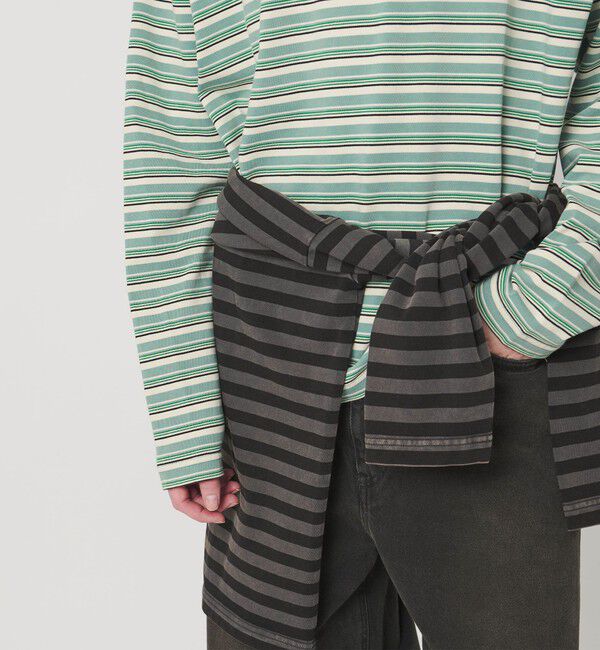 MONKEY TIME「ウォッシュド ボーダー ロングスリーブ Tシャツ」|Tシャツ・カットソー|