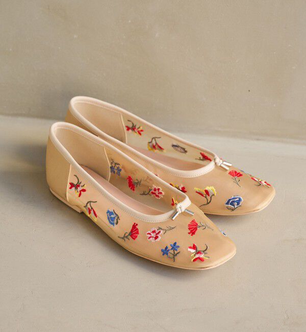 BEAUTY&YOUTH UNITED ARROWS「チュール フラワー エンブロイダリー バレエシューズ」|バレエシューズ|