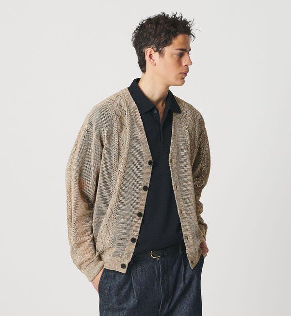 BEAUTY&YOUTH UNITED ARROWS「アイレットパターン シアー カーディガン 」|カーディガン|