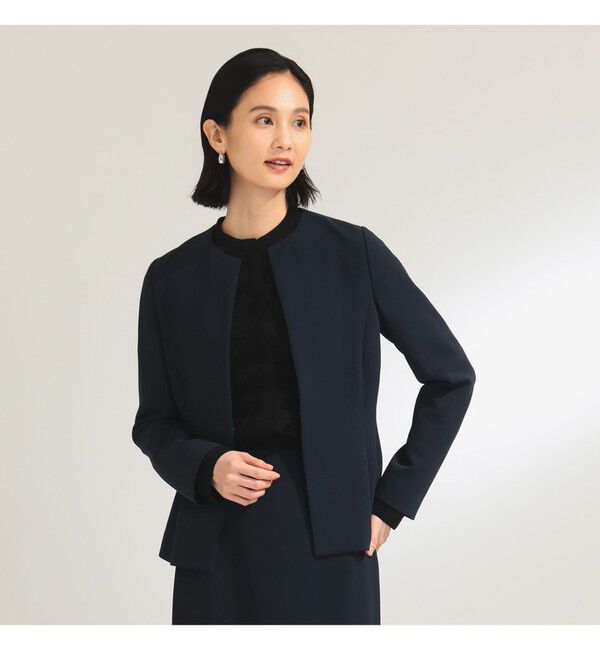 Demi-Luxe BEAMS 「トリアセ ペプラムジャケット＊」|ノーカラージャケット|