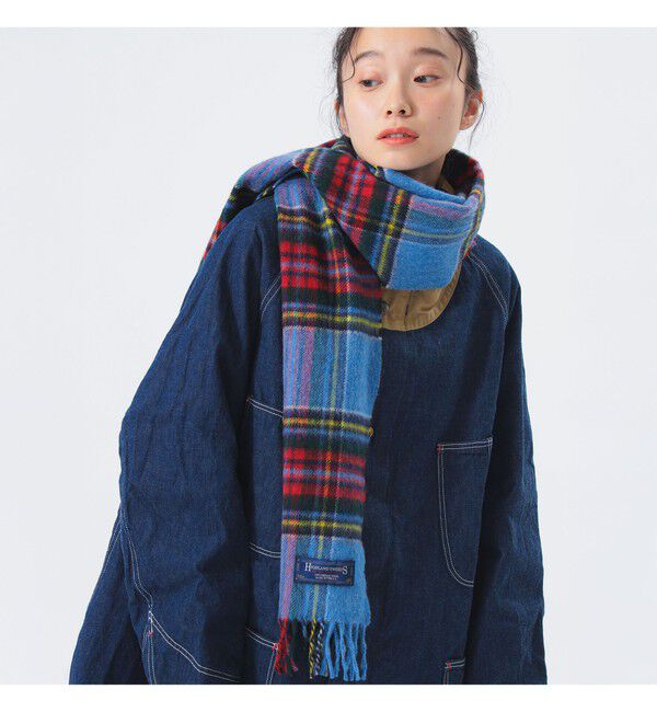 BEAMSBOY「HIGHLAND TWEEDS / チェック ストール 小」|マフラー|BLUE_VINTAGE_STEWART