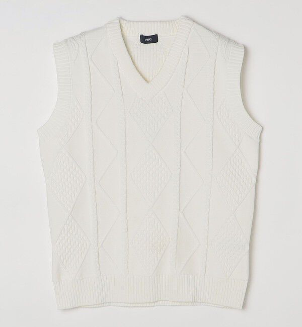 SHIPS「*SHIPS: 7ゲージ ケーブル編み Vネック ニット ベスト」|ベスト・ジレ|