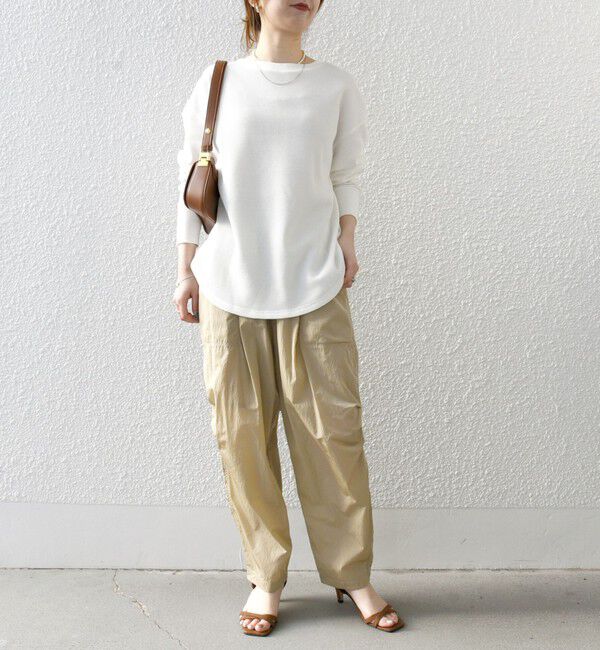 SHIPS any「SHIPS any:〈洗濯機可能〉ワッフル  レースアップ ラウンドヘム プルオーバー」|Tシャツ・カットソー|