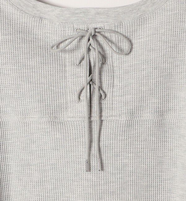 SHIPS any「SHIPS any:〈洗濯機可能〉ワッフル  レースアップ ラウンドヘム プルオーバー」|Tシャツ・カットソー|