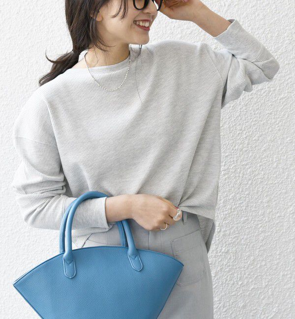 SHIPS any「SHIPS any:〈洗濯機可能〉ワッフル  レースアップ ラウンドヘム プルオーバー」|Tシャツ・カットソー|