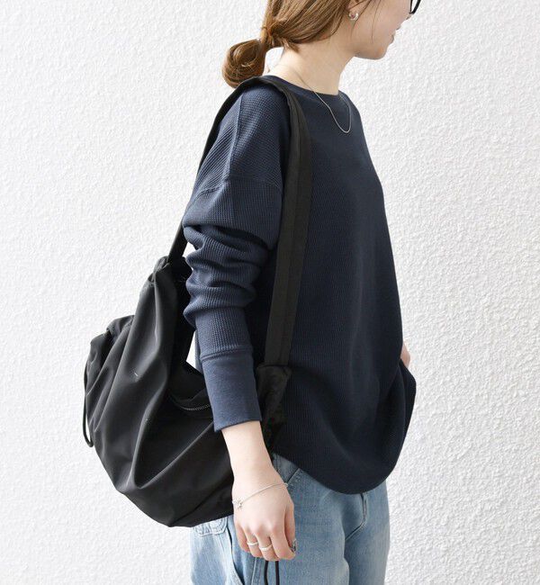 SHIPS any「SHIPS any:〈洗濯機可能〉ワッフル  レースアップ ラウンドヘム プルオーバー」|Tシャツ・カットソー|