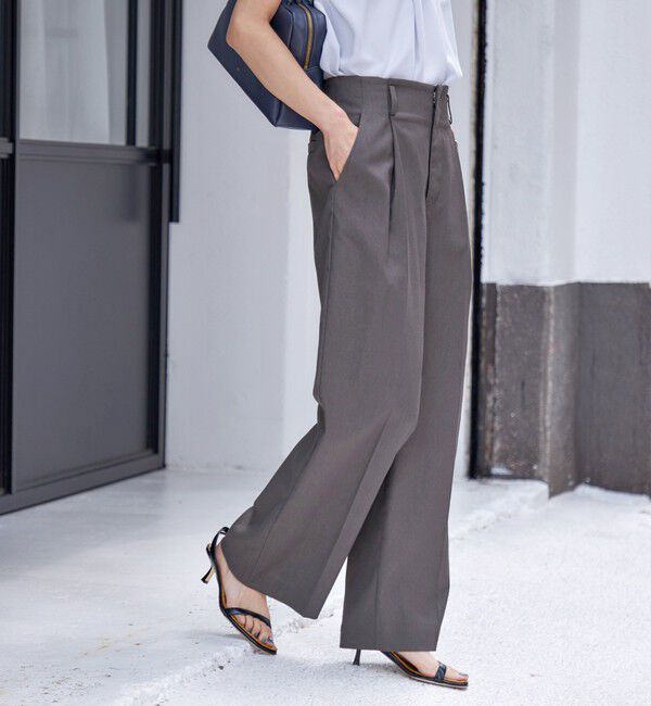 SHIPS for women「〈手洗い可能 〉ドライオックス フロント タック ストレート パンツ 25SS」|その他|ダークグレー