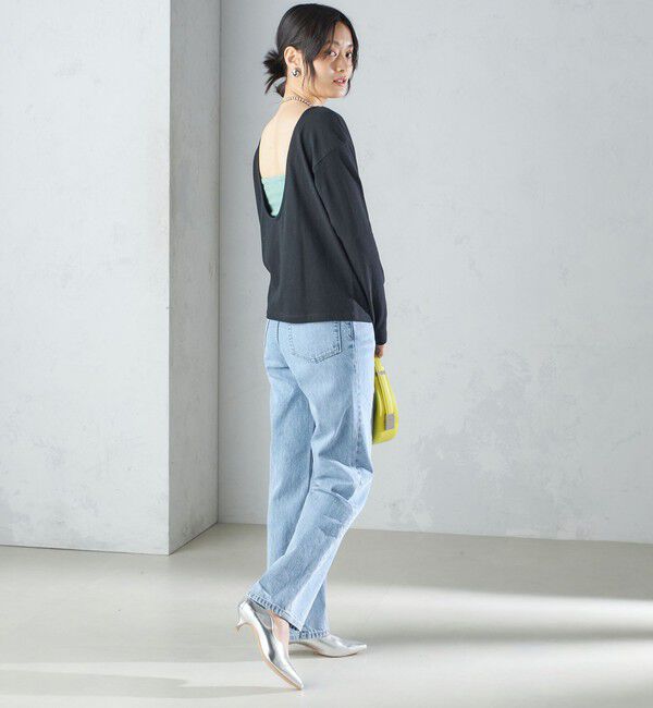 SHIPS for women「【SHIPS別注】onit:〈手洗い可能〉ラフィ 天竺 バック オープン ロング スリーブ◇」|Tシャツ・カットソー|