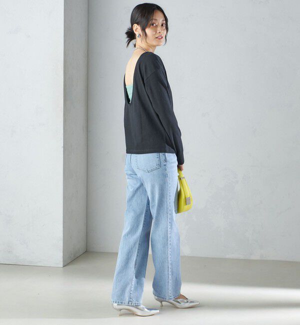 SHIPS for women「【SHIPS別注】onit:〈手洗い可能〉ラフィ 天竺 バック オープン ロング スリーブ◇」|Tシャツ・カットソー|