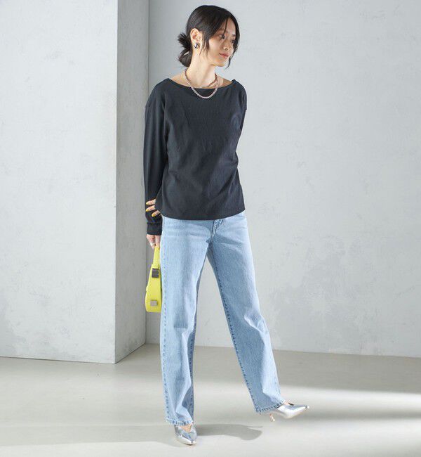 SHIPS for women「【SHIPS別注】onit:〈手洗い可能〉ラフィ 天竺 バック オープン ロング スリーブ◇」|Tシャツ・カットソー|