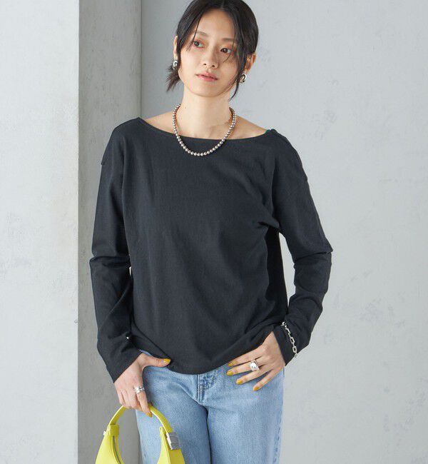 SHIPS for women「【SHIPS別注】onit:〈手洗い可能〉ラフィ 天竺 バック オープン ロング スリーブ◇」|Tシャツ・カットソー|