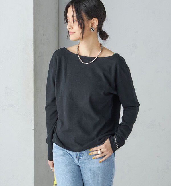 SHIPS for women「【SHIPS別注】onit:〈手洗い可能〉ラフィ 天竺 バック オープン ロング スリーブ◇」|Tシャツ・カットソー|