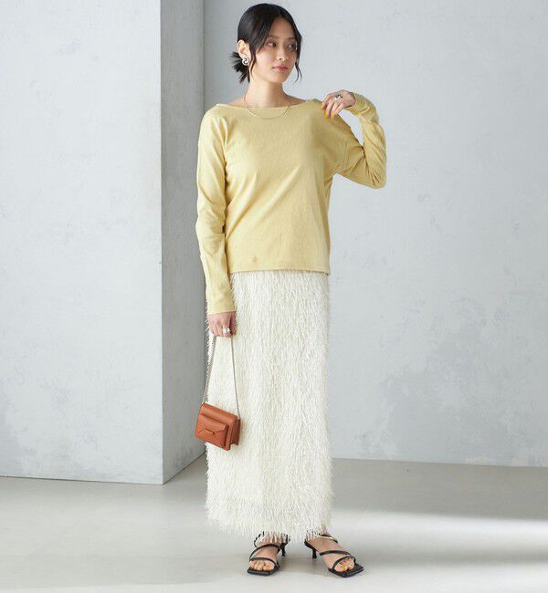 SHIPS for women「【SHIPS別注】onit:〈手洗い可能〉ラフィ 天竺 バック オープン ロング スリーブ◇」|Tシャツ・カットソー|