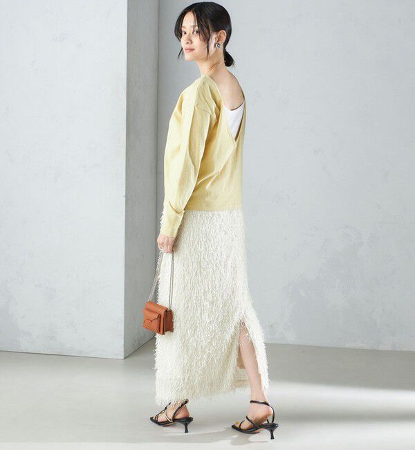 SHIPS for women「【SHIPS別注】onit:〈手洗い可能〉ラフィ 天竺 バック オープン ロング スリーブ◇」|Tシャツ・カットソー|