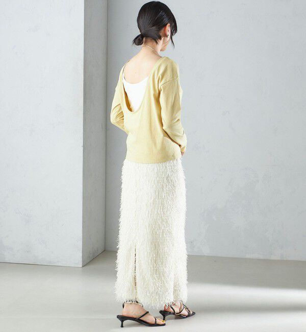 SHIPS for women「【SHIPS別注】onit:〈手洗い可能〉ラフィ 天竺 バック オープン ロング スリーブ◇」|Tシャツ・カットソー|