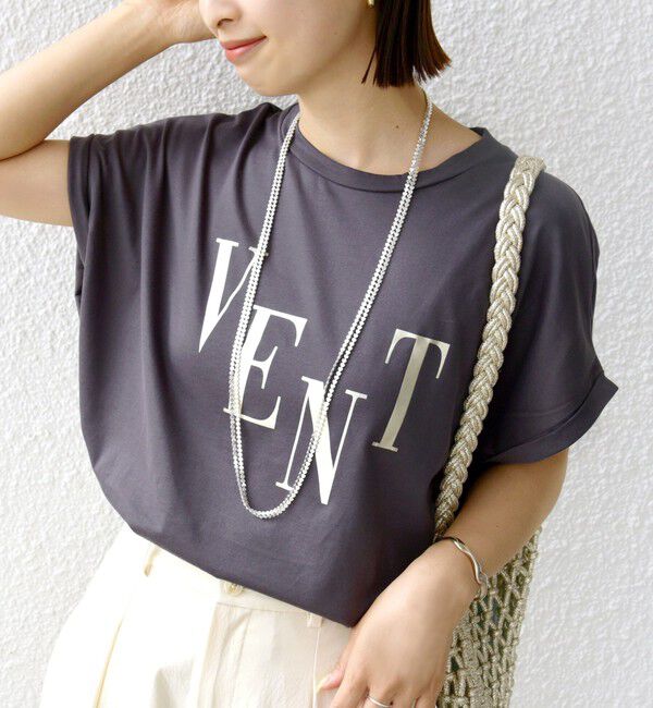 SHIPS for women「ローズペトール 半袖 プリント TEE」|Tシャツ・カットソー|チャコールグレー