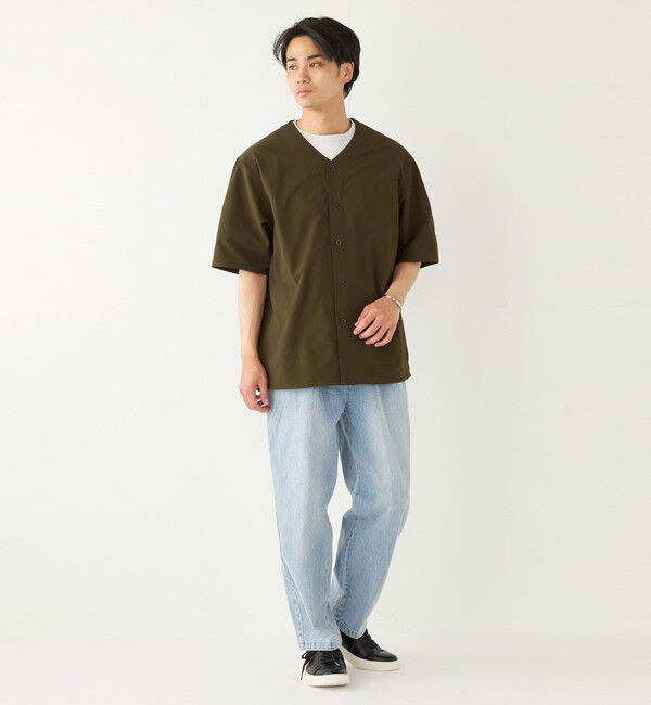 SHIPS Colors 「SHIPS Colors:〈洗濯機可能〉MoveFit(R) ノーカラー ショートスリーブ シャツ」|シャツ・ブラウス|