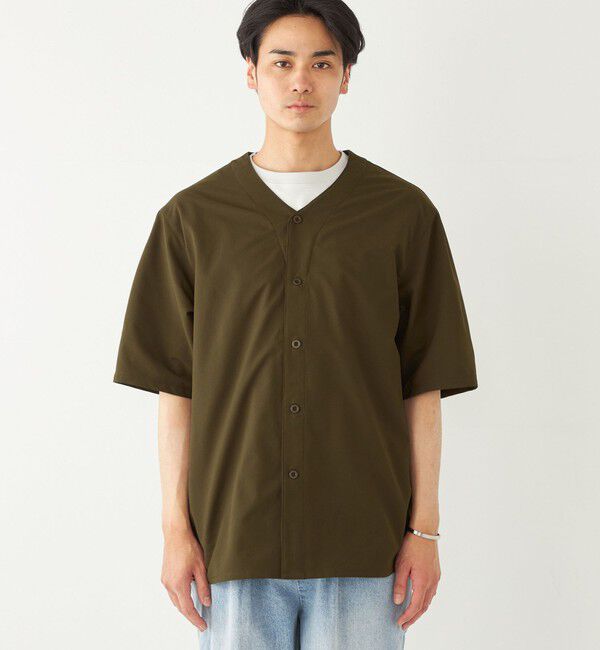 SHIPS Colors 「SHIPS Colors:〈洗濯機可能〉MoveFit(R) ノーカラー ショートスリーブ シャツ」|シャツ・ブラウス|