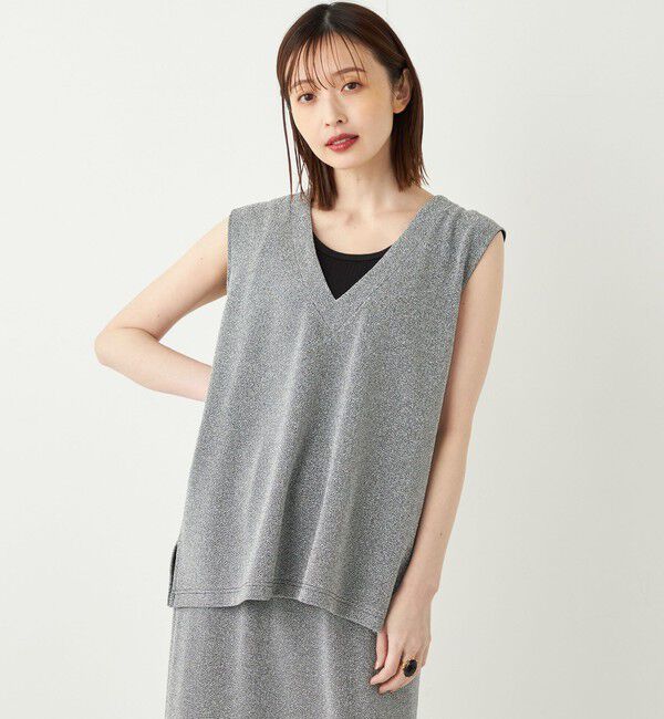 SHIPS Colors 「SHIPS Colors:〈手洗い可能〉ラメ スムース Vネック トップス◇」|その他|
