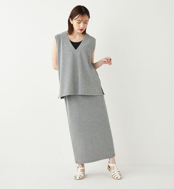 SHIPS Colors 「SHIPS Colors:〈手洗い可能〉ラメ スムース Vネック トップス◇」|その他|