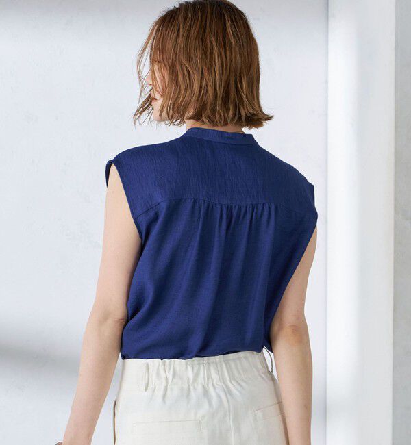 SHIPS for women「〈手洗い可能〉麻混 フロント フリル フレンチスリーブ ブラウス」|シャツ・ブラウス|