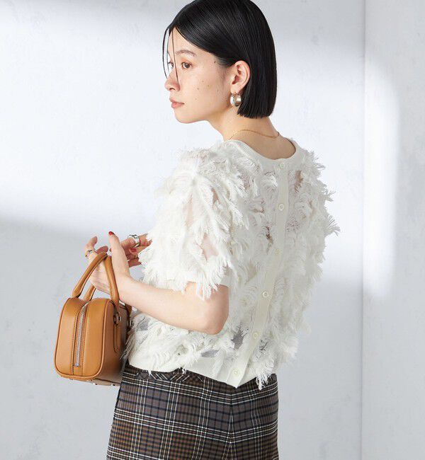 SHIPS for women「〈手洗い可能〉シアー フリンジ ジャカード プルオーバー」|ニット・セーター|