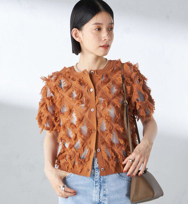 SHIPS for women「〈手洗い可能〉シアー フリンジ ジャカード プルオーバー」|ニット・セーター|