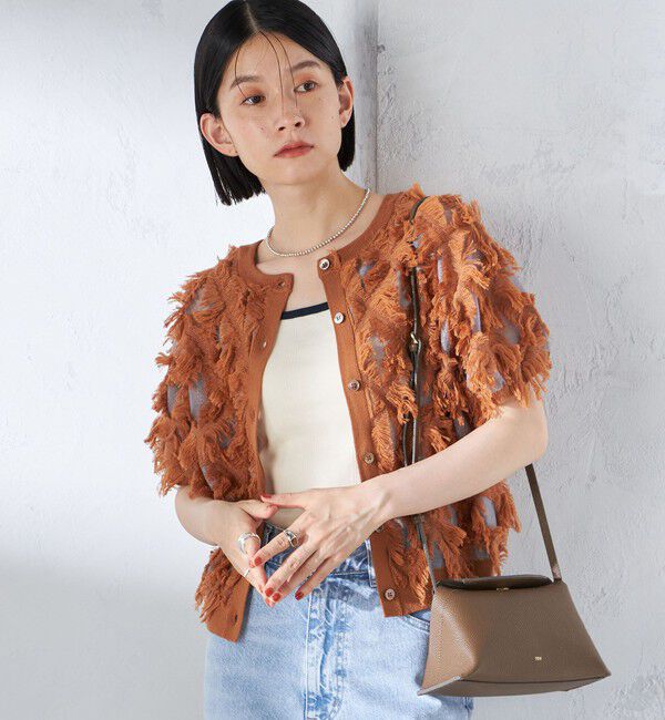 SHIPS for women「〈手洗い可能〉シアー フリンジ ジャカード プルオーバー」|ニット・セーター|