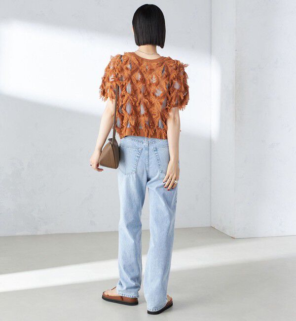 SHIPS for women「〈手洗い可能〉シアー フリンジ ジャカード プルオーバー」|ニット・セーター|