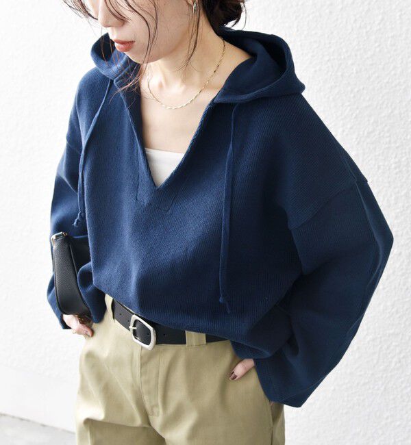 SHIPS any「SHIPS any:〈手洗い可能〉サカリバ フード ショート プルオーバー」|その他|ネイビー