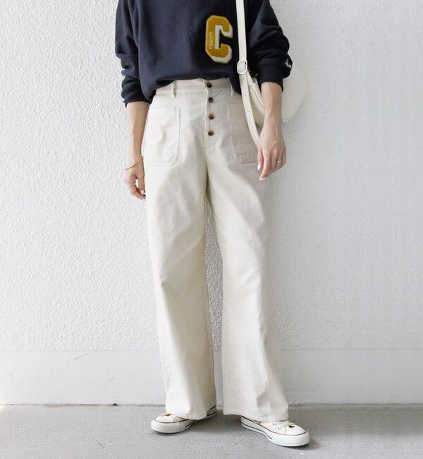 SHIPS any「SHIPS any:〈洗濯機可能〉コーデュロイ フロント ボタン セミワイド パンツ」|その他|