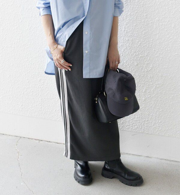 SHIPS any「SHIPS any:〈洗濯機可能〉USAコットン 裏起毛 サイドライン スカート」|スカート|チャコールグレー