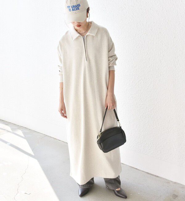 SHIPS any「SHIPS any:〈洗濯機可能〉USA コットン 裏起毛 ハーフジップ ワンピース」|ワンピース|