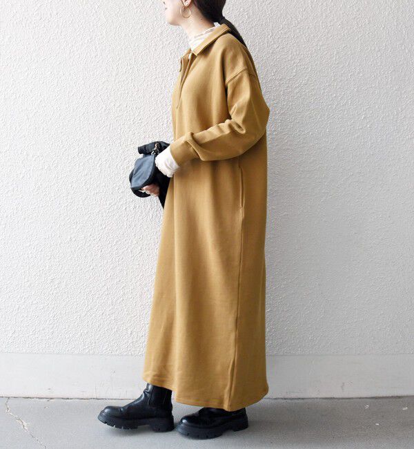 SHIPS any「SHIPS any:〈洗濯機可能〉USA コットン 裏起毛 ハーフジップ ワンピース」|ワンピース|