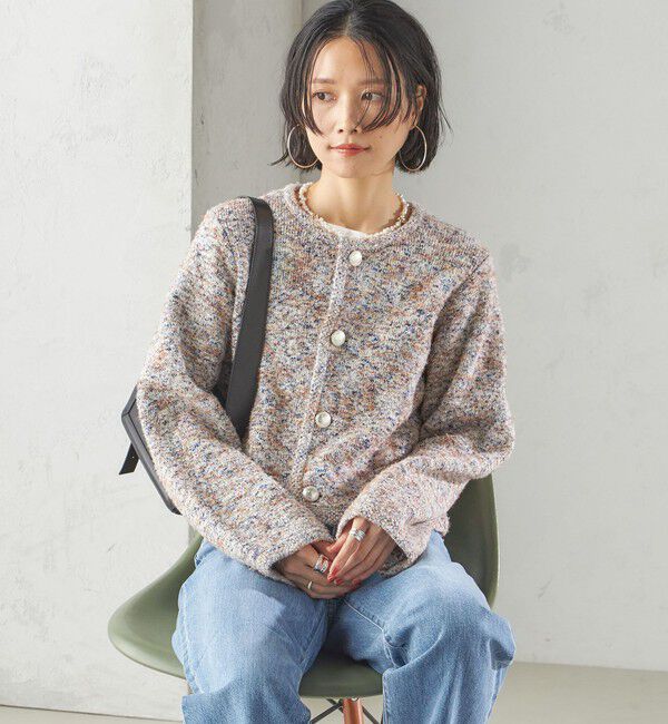 SHIPS for women「〈手洗い可能〉ミックス ツイード ショート ジャケット」|カーディガン|