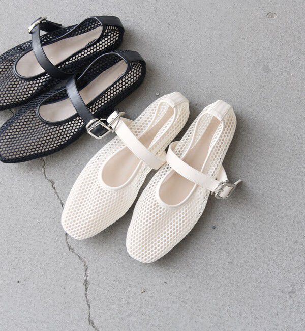 SHIPS any「SHIPS any: メッシュ フラット シューズ」|パンプス|オフホワイト