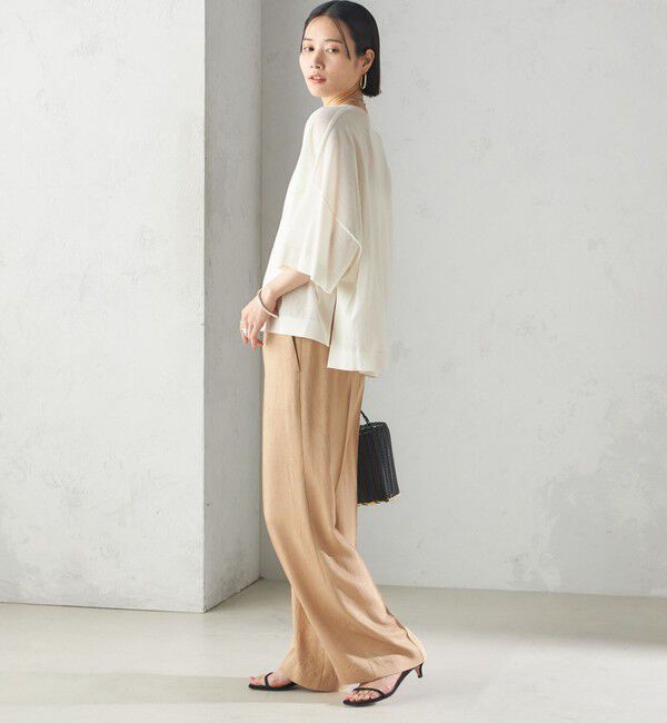 SHIPS for women「〈手洗い可能〉18G フィルミーコットン ワイド ショート スリーブ プルオーバー」|ニット・セーター|