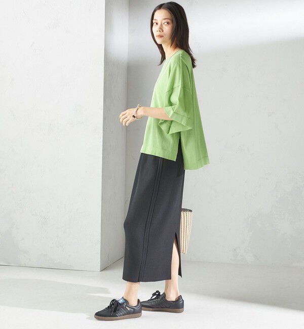 SHIPS for women「〈手洗い可能〉18G フィルミーコットン ワイド ショート スリーブ プルオーバー」|ニット・セーター|