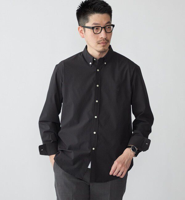 SHIPS「【WEB限定】SHIPS: SOLOTEX(R) DRY ワンポイントロゴ シアサッカー ボタンダウンシャツ」|シャツ・ブラウス|ブラック