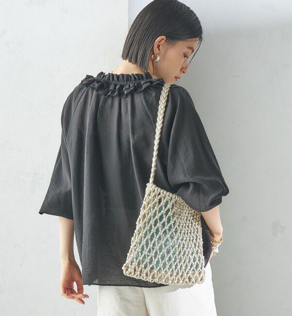 SHIPS for women「〈手洗い可能〉シルク混 シアー フリル ネック ギャザー ブラウス」|シャツ・ブラウス|