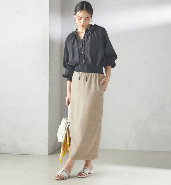 SHIPS for women「〈手洗い可能〉シルク混 シアー フリル ネック ギャザー ブラウス」|シャツ・ブラウス|