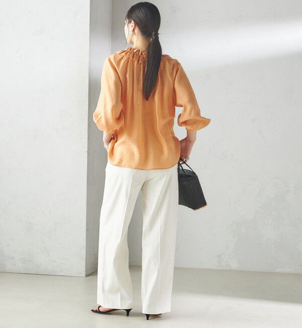 SHIPS for women「〈手洗い可能〉シルク混 シアー フリル ネック ギャザー ブラウス」|シャツ・ブラウス|