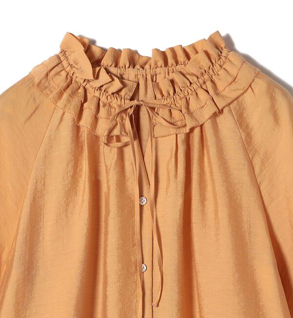 SHIPS for women「〈手洗い可能〉シルク混 シアー フリル ネック ギャザー ブラウス」|シャツ・ブラウス|