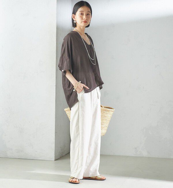 SHIPS for women「【一部WEB限定】〈手洗い可能〉IMPERIAL LINEN スキッパー ブラウス」|シャツ・ブラウス|