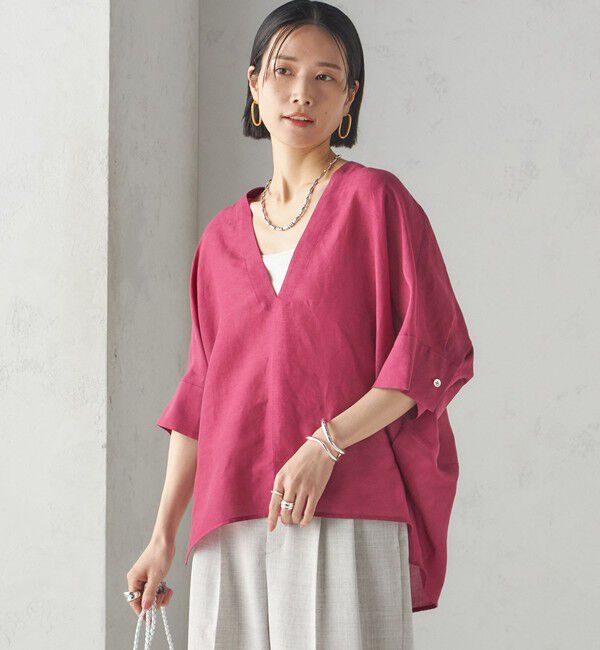 SHIPS for women「【一部WEB限定】〈手洗い可能〉IMPERIAL LINEN スキッパー ブラウス」|シャツ・ブラウス|