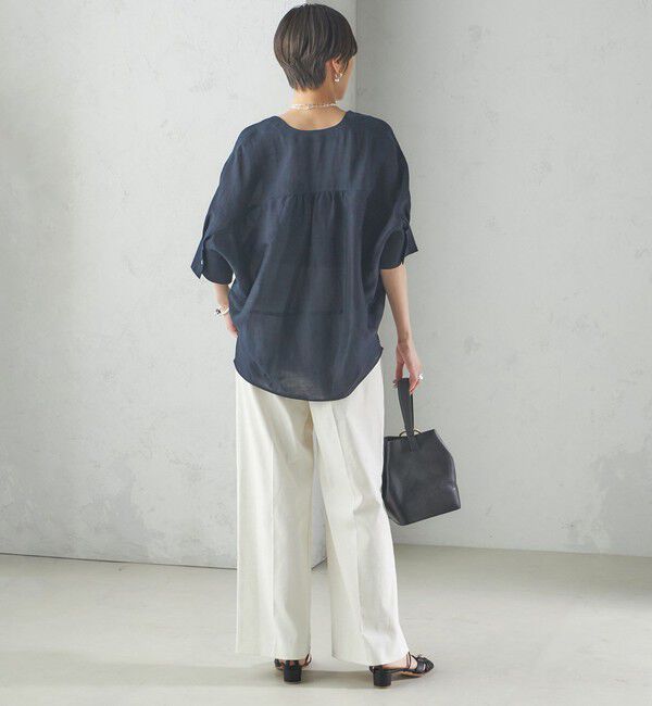 SHIPS for women「【一部WEB限定】〈手洗い可能〉IMPERIAL LINEN スキッパー ブラウス」|シャツ・ブラウス|