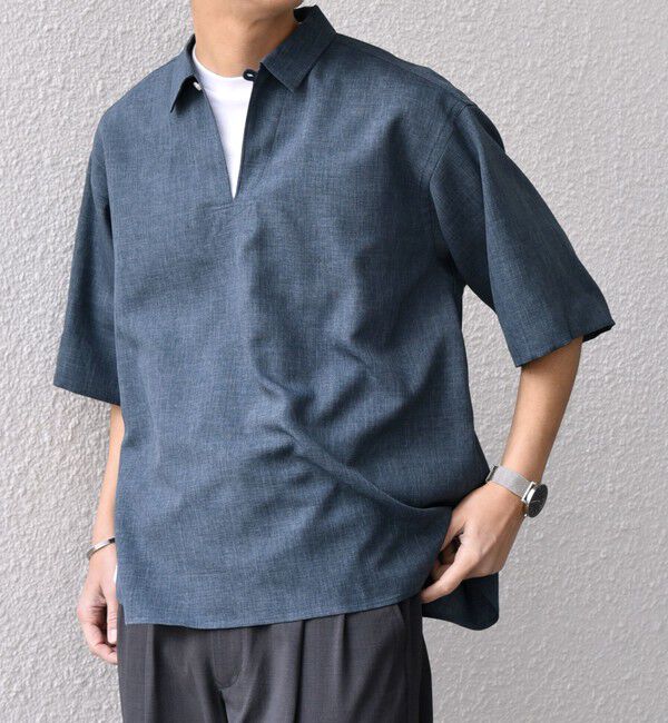 SHIPS any「SHIPS any:〈洗濯機可能〉リネンライク スキッパー プルオーバーシャツ(セットアップ対応)◇」|シャツ・ブラウス|